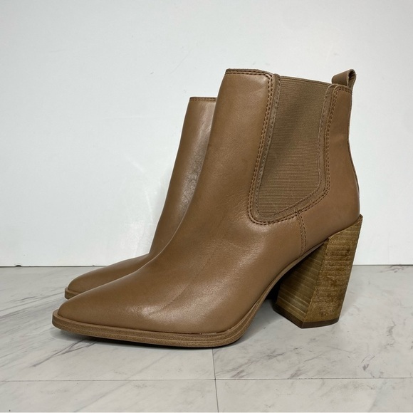 Vince Camuto Ratony Tan Leather Heeled Bootie 10M - Picture 15 of 15